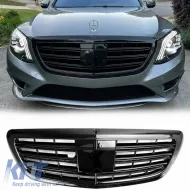 Front Grille suitable for Mercedes-Benz S-Class W222 13-20 A Design Look Night Edition Gloss Black 1 Pc-image-6324572