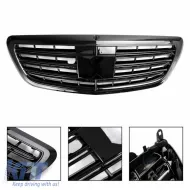 Front Grille suitable for Mercedes-Benz S-Class W222 13-20 A Design Look Night Edition Gloss Black 1 Pc-image-6324573