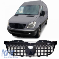 Front Grille suitable for Mercedes-Benz Sprinter W906 Pre-Facelift 09-13 GT A Design Panamericana Look Black 1 Pc