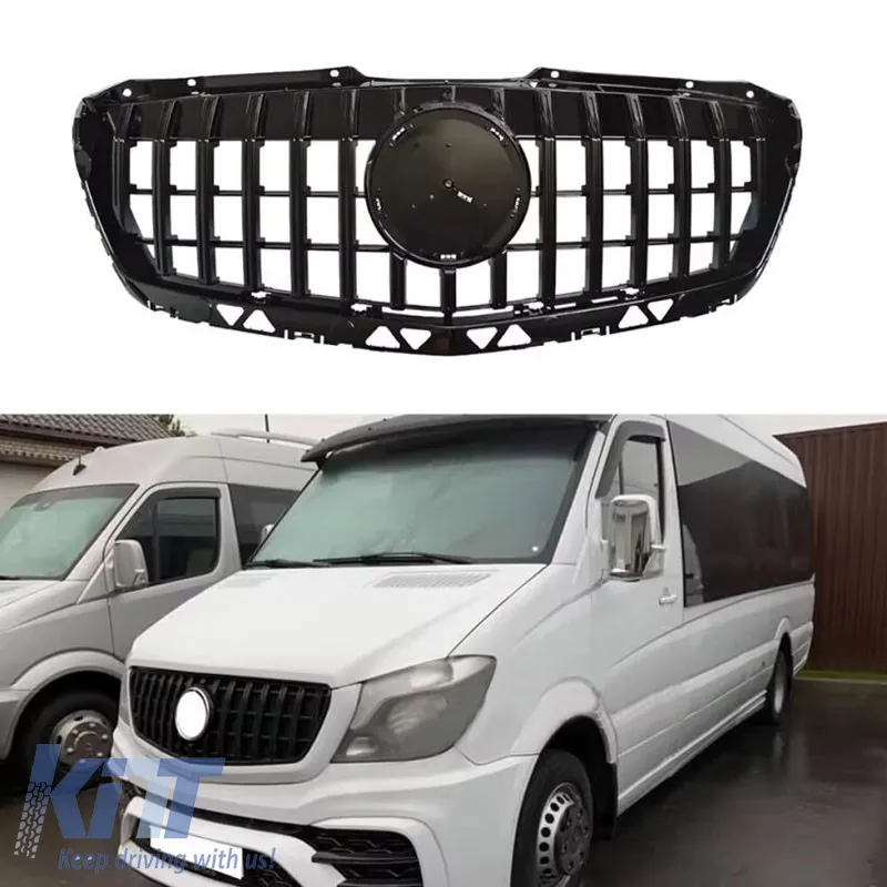 Front Grille suitable for Mercedes-Benz Sprinter W906 Facelift 14-17 GT A Design Panamericana Look Black 1 Pc