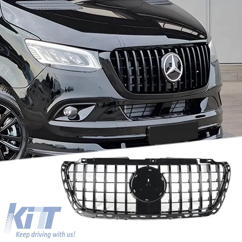 Front Grille suitable for Mercedes-Benz Sprinter W907 18-26 GT A Design Panamericana Look Black 1 Pc