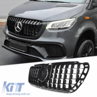 Front Grille suitable for Mercedes-Benz Sprinter W907 18-26 GT A Design Panamericana Look Black 1 Pc