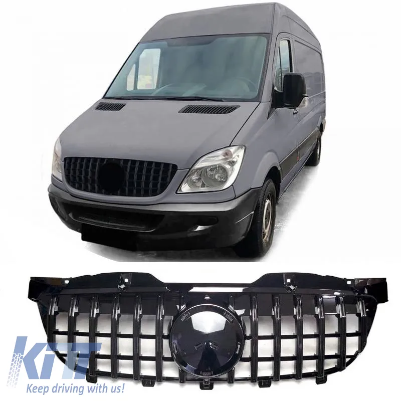Front Grille suitable for Mercedes-Benz Sprinter W906 Pre-Facelift 09-13 GT A Design Panamericana Look Black 1 Pc
