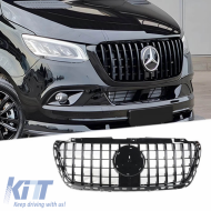 Front Grille suitable for Mercedes-Benz Sprinter W907 18-26 GT A Design Panamericana Look Black 1 Pc