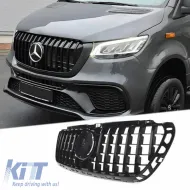 Front Grille suitable for Mercedes-Benz Sprinter W907 18-26 GT A Design Panamericana Look Black 1 Pc-image-6324758