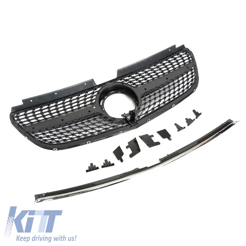 Front Grille suitable for Mercedes-Benz Vito W447 20+ Diamond Look Chrome/Black 1 Pc