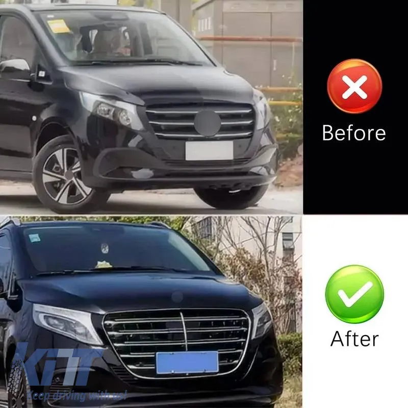 Front Grille suitable for Mercedes-Benz Vito W447 / W448 24+ A Design Look With Led Chrome/Black 1 Pc