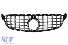 Front Grille suitable for Mercedes C-Class C63 W205 Sedan S205 T-Modell A205 Cabriolet C205 Coupe (03.2018-2020) with camera Black Chrome