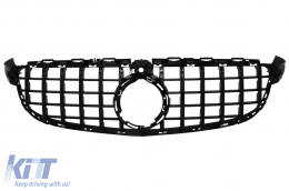 Front Grille suitable for Mercedes C-Class C63 W205 Sedan S205 T-Modell A205 Cabriolet C205 Coupe (03.2018-2020) with camera All Black - FGMBW205GTRC63B