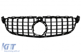 Front Grille suitable for Mercedes C-Class C63 W205 Sedan S205 T-Modell A205 Cabriolet C205 Coupe (03.2018-2020) with camera All Black