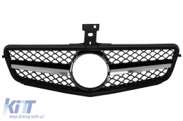 Front Grille suitable for Mercedes C-Class W204 S204 Limousine Station Wagon (2007-2014) Sport Piano Black C63 Design - FGMBW204BCSL