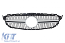 Front Grille suitable for MERCEDES C-Class W205 S205 C205 A205 (2014-2018) C63 Design Silver - FGMBW205AS