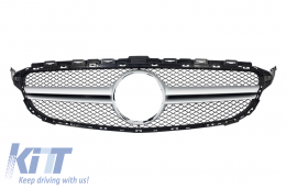 Front Grille suitable for MERCEDES C-Class W205 S205 C205 A205 (2014-2018) C63 Design Silver