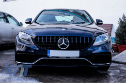 Front Grille suitable for MERCEDES C-Class W205 S205 C205 S205 (2014-2018) GT-R Panamericana Design Black Without Camera-image-6032812