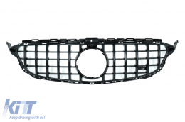 Front Grille suitable for Mercedes C-Class W205 S205 C205 A205 (2014-2018) GT-R Panamericana Design Black Without Camera