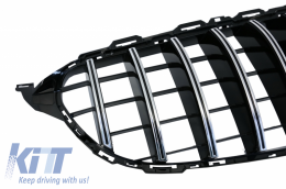 Front Grille suitable for Mercedes C-Class W205 S205 C205 A205 (2014-2018) GT-R Panamericana Design Crom Without Camera-image-6042738
