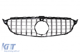 Front Grille suitable for Mercedes C-Class W205 S205 C205 (2014-2018) GT-R Panamericana Design Black Chrome With 360 Camera - FGMBW205GTRWCCN