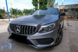 Front Grille suitable for Mercedes C-Class W205 S205 C205 (2014-2018) GT-R Panamericana Design Black Chrome With 360 Camera-image-6087182
