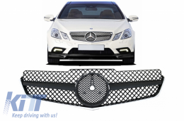 Front Grille suitable for Mercedes E-Class C207 W207 A207 (2009-2012) Coupe Cabrio SL-Look Black-image-6053387