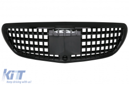 Front Grille suitable for Mercedes E-Class W213 S213 C238 A238 (2016-2019) Vertical Design Piano Black - FGMBW213MBHB