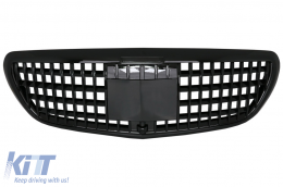 Front Grille suitable for Mercedes E-Class W213 S213 C238 A238 (2016-2019) Vertical Design Piano Black