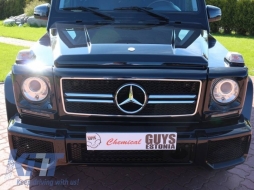 Front Grille Suitable for Mercedes G-Class W463 (1990-2012) G65 Design Piano Black Chrome Frame-image-6011044