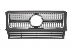 Front Grille suitable for Mercedes G-Class W463 (1990-2012) New G65 Design Matte and Piano Black with Chrome Frame Edition - FGMBW463AMGMB