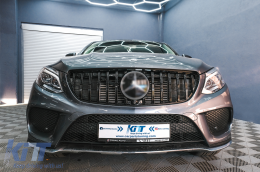 Front Grille suitable for Mercedes GLE Coupe C292 (2015-2018) GLE W166 SUV (2015-2018) GT-R Panamericana Design Piano Black-image-6088769