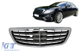 Front Grille suitable for Mercedes S-Class W222 (2014-08.2020) S63 S65 Design Chrome-image-6071838
