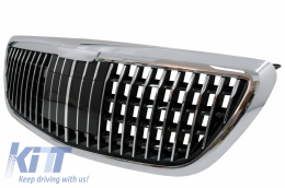 Front Grille suitable for Mercedes S-Class W222 X222 (2014-2020) Vertical Design Chrome-image-6057438
