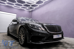 Front Grille suitable for Mercedes S-Class W222 X222 (2014-2020) Vertical Design Chrome-image-6089428
