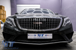 Front Grille suitable for Mercedes S-Class W222 X222 (2014-2020) Vertical Design Chrome-image-6089429
