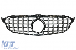 Front Grille suitable for Mercedes W205 Sedan S205 T-Modell A205 Cabriolet C205 Coupe Facelift (03.2018-2020) with 360 Camera Chrome