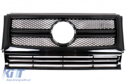 Front Grille suitable for Mercedes W463 G-Class (1990-2012) New G65 G63 Design Piano Full Black Edition - FGMBW463AMGAB