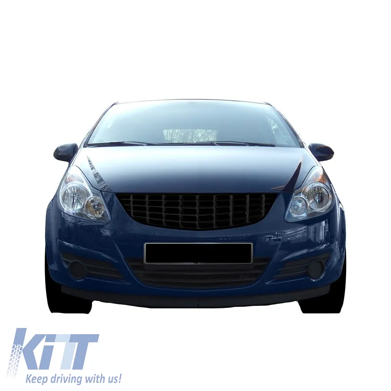 Front Grille suitable for Opel Corsa D 06-11 Badgeless With Vertical Lines Mat Black 1 Pc