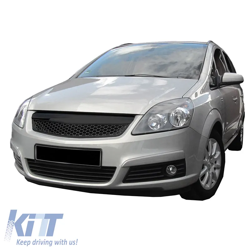 Front Grille suitable for Opel Zafira B 05-08 Honeycomb Badgeless Mat Black 1Pc