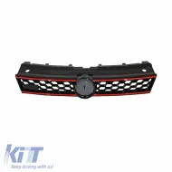 Front Grille suitable for Polo 6R/6C 09-16 GTI Look Honeycomb With Red Line 1 Pc-image-6296010
