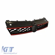 Front Grille suitable for Polo 6R/6C 09-16 GTI Look Honeycomb With Red Line 1 Pc-image-6296011