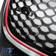Front Grille suitable for VW Golf V (5) 03-08 / Jetta 05-11 GTI Look Badgeless Honeycomb With Red Line 1 Pc-image-6295817