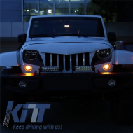 Front Grille with CREE LED Headlights Angel Eye and Turn Signal Light suitable for Jeep Wrangler Rubicon JK (2007-2017)-image-6045876