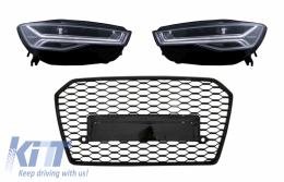 Front Grille with Full LED Headlights Sequential Dynamic Turning Lights suitable for Audi A6 C7 4G Facelift (2015-2018) RS6 Matrix Design - COFGAUA64GFRSHLG