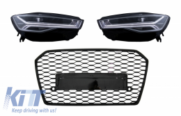 Front Grille with Full LED Headlights Sequential Dynamic Turning Lights suitable for Audi A6 C7 4G Facelift (2015-2018) RS6 Matrix Design