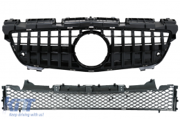 Front Grille with Lower Grille Mesh suitable for Mercedes SLK-Class R172 (2011-2015) GT-R Panamericana Design Black