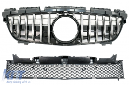 Front Grille with Lower Grille Mesh suitable for Mercedes SLK R172 (2011-2015) GT-R Panamericana Design Chrome - FGMBR172GTRCN
