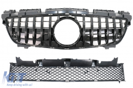 Front Grille with Lower Grille Mesh suitable for Mercedes SLK-Class R172 (2011-2015) GT-R Panamericana Design Black