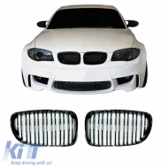 Front Grilles suitable for BMW 1 E81 / E82 / E87 / E88 07-11 M4 Look With Double Grille Glossy Black 2pcs