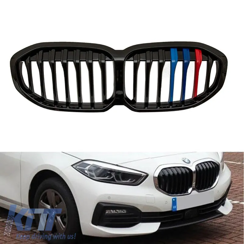 Front Grilles suitable for BMW 1 F40 19+ M Look Tri-Color Glossy Black 1 Pc