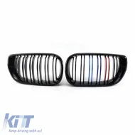 Front Grilles suitable for BMW 3 E46 02-05 Sedan/Touring M4 Look With Double Grille Tri-Color Glossy Black 2pcs-image-6312170