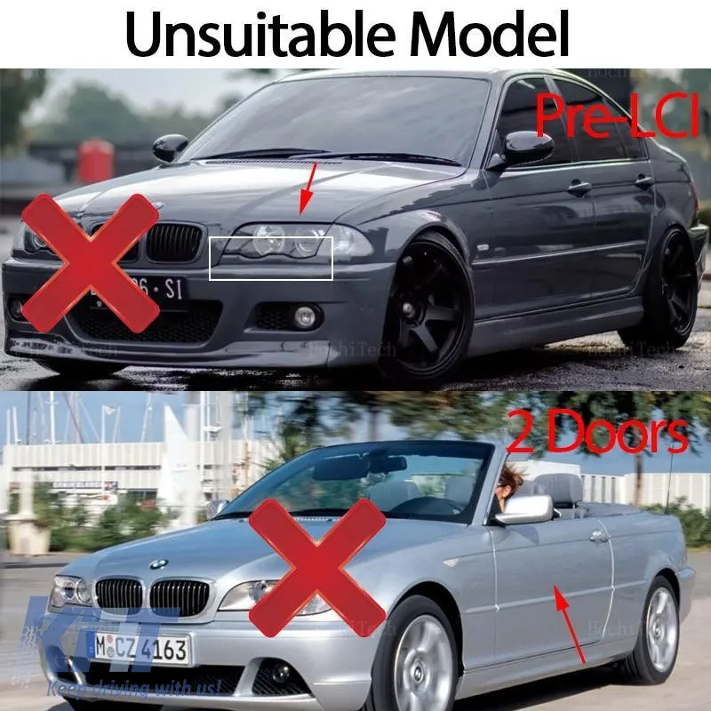 Front Grilles suitable for BMW 3 E46 02-05 Sedan/Touring M4 Look With Double Grille Tri-Color Glossy Black 2pcs