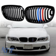 Front Grilles suitable for BMW 3 E46 03-06 Coupe/Cabrio Tri-color / Glossy Black 2 Pcs